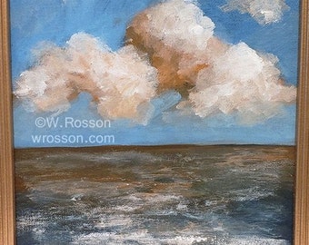 Framed Seascape Painting, Winjimir, Cloud Painting,Ocean Painting, Beach house, Lake House, Sea and Clouds, Gallery Wall Art, Home Decor Art