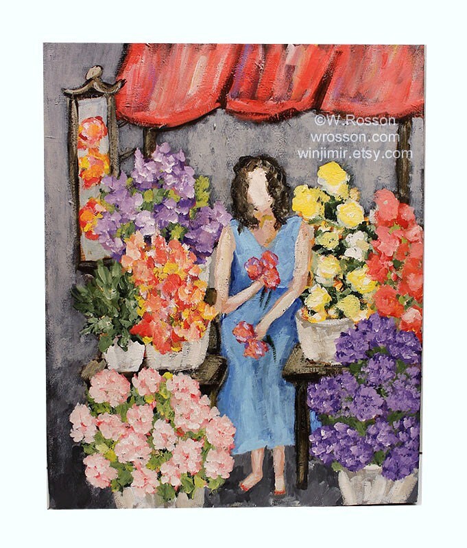 Bloom Broker Flower Lady Flower Market Original Painting Etsy