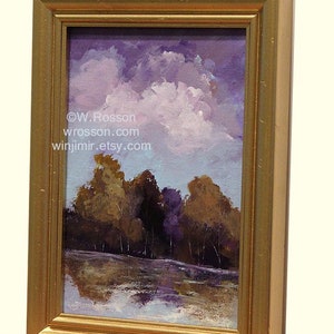 Purple Sky, Framed Original Painting, Original Art, Wall Art, Home, Office, Decor, Gallery Wall, Winjimir, Tree Painting, Landscape Painting image 3