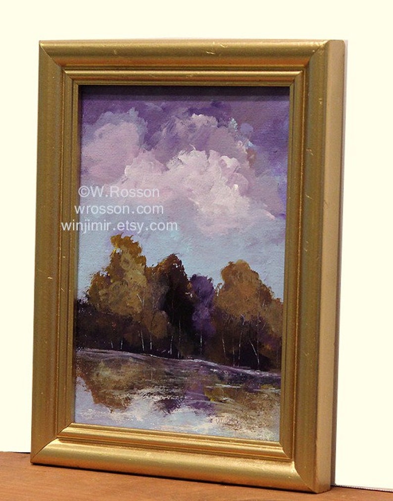Purple Sky, Framed Original Painting, Original Art, Wall Art, Home, Office, Decor, Gallery Wall, Winjimir, Tree Painting, Landscape Painting image 3