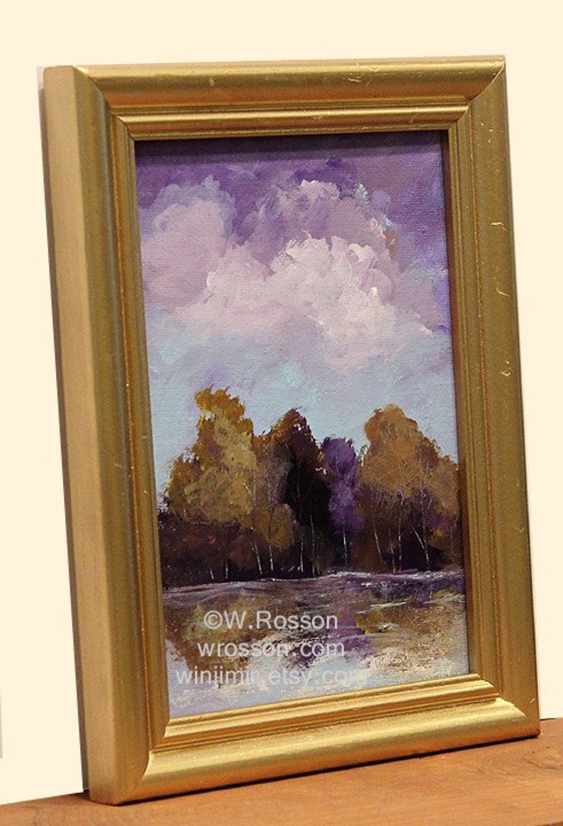 Purple Sky, Framed Original Painting, Original Art, Wall Art, Home, Office, Decor, Gallery Wall, Winjimir, Tree Painting, Landscape Painting image 2