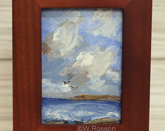 Original Framed Oil Painting, Small Painting, Winjimir, Original Art, US Artist, Seascape, Ocean, Miniature Oil Painting, Woman Artist,