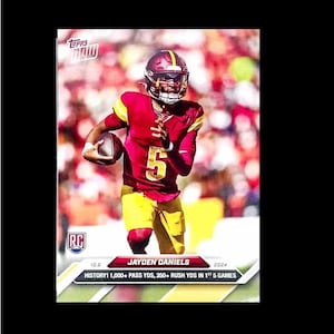 Rookie Jayden Daniels 2024 Topps Now #6 250 Rushing yards first 5 Games (RC) Rookie Washington Commanders mint RC
