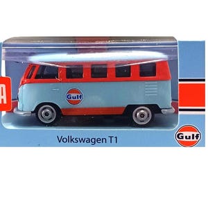 CCA VW Gulf Volkswagen Bus T1 1:56 Scale orange and Blue Licensed with Acrylic display case Premium Series USA