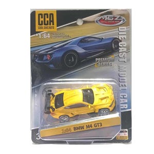 New 1/64 Scale Yellow CCA BMW M4 GT3 Diecast Alloy race car new in display case #39 Supercar Racing Car
