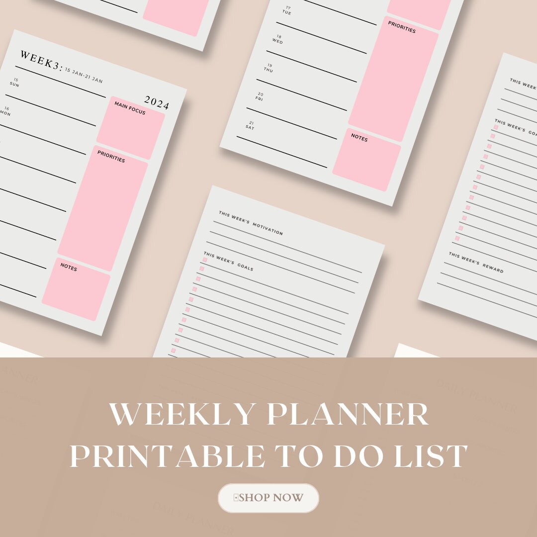 Weekly Planner Printable to Do List, Minimal Weekly Schedule - Etsy