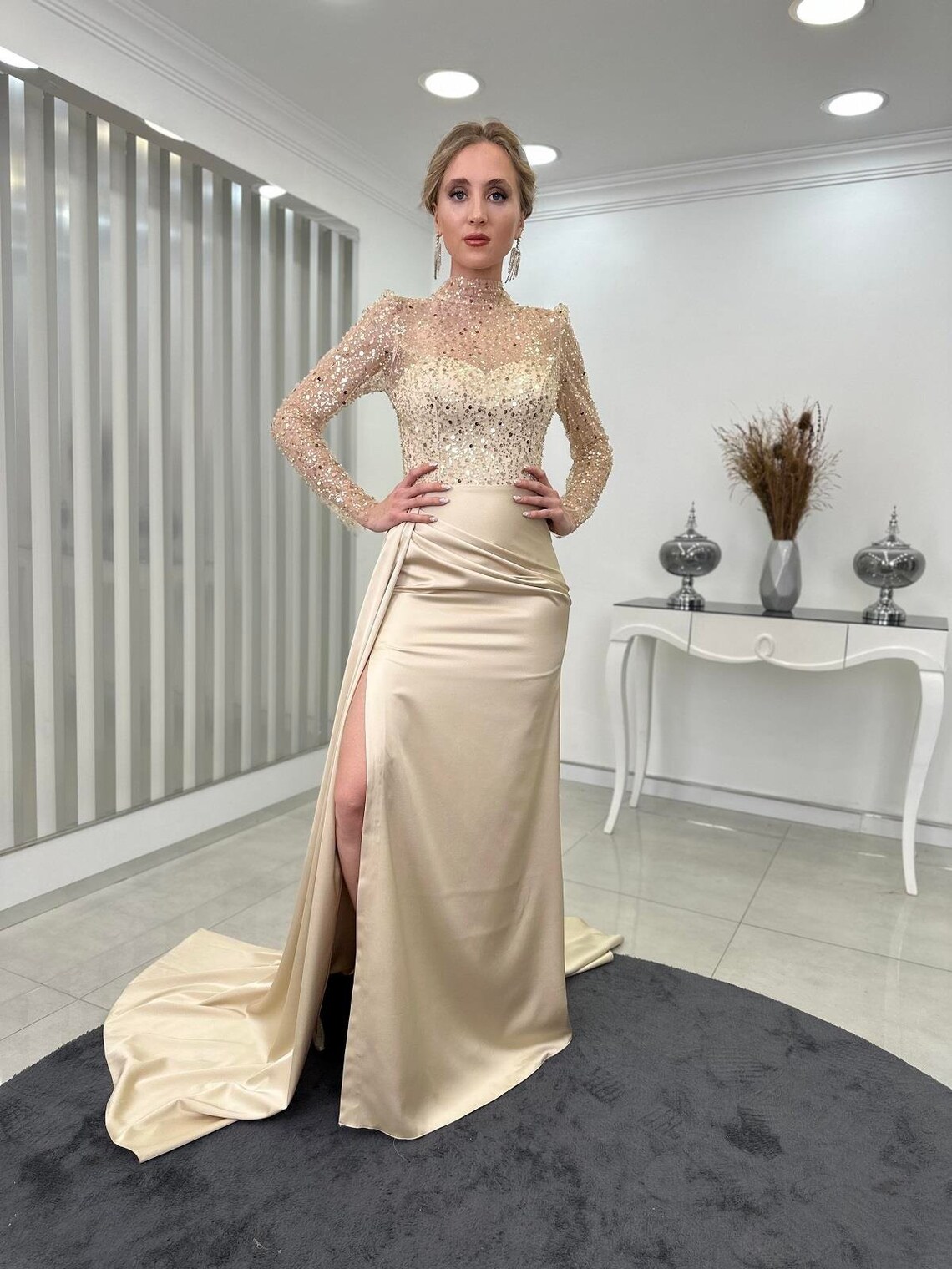 Flowy Transparent Fringed Evening Dress