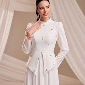 White Modest Engagement Dress - Etsy
