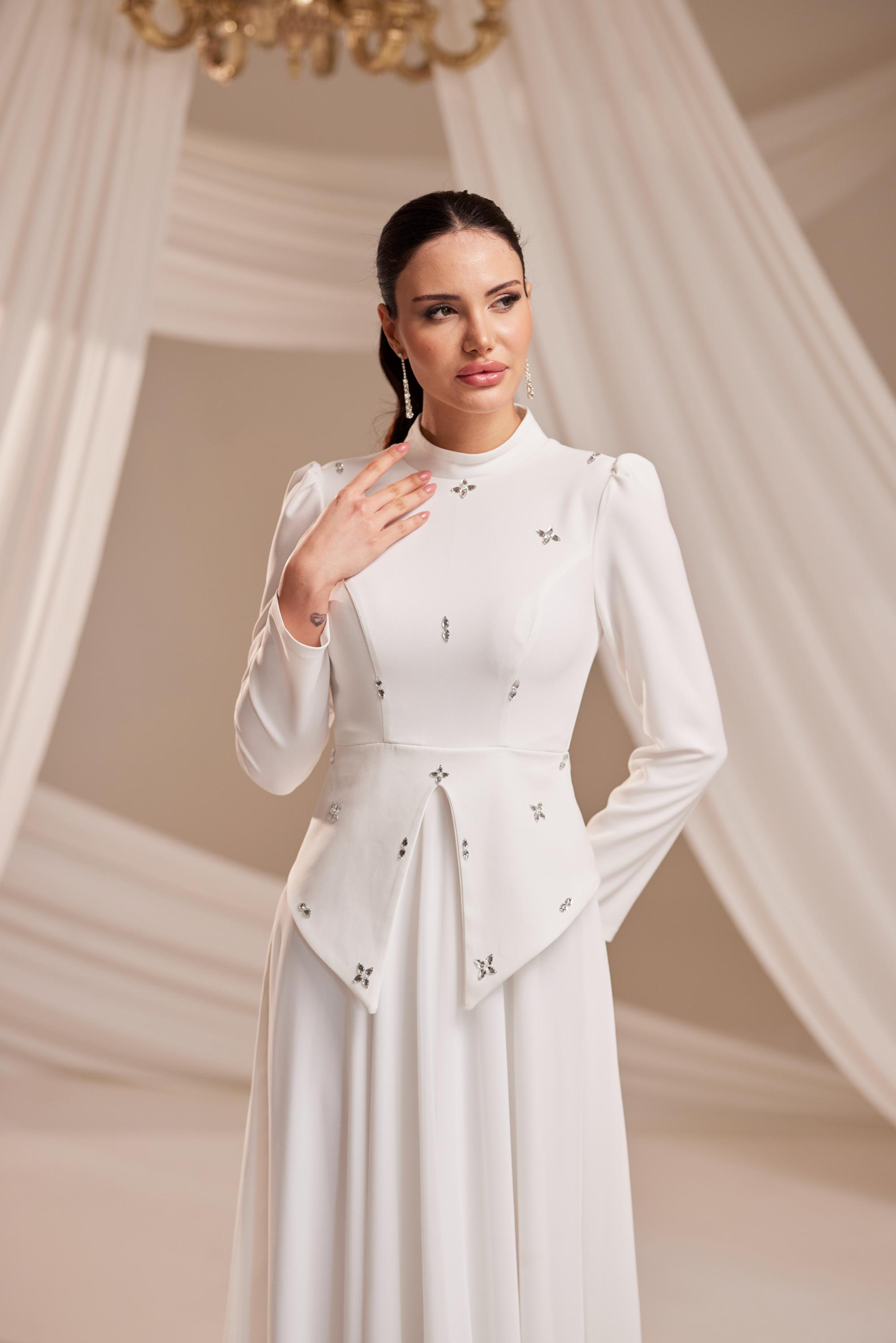 White Modest Engagement Dress - Etsy