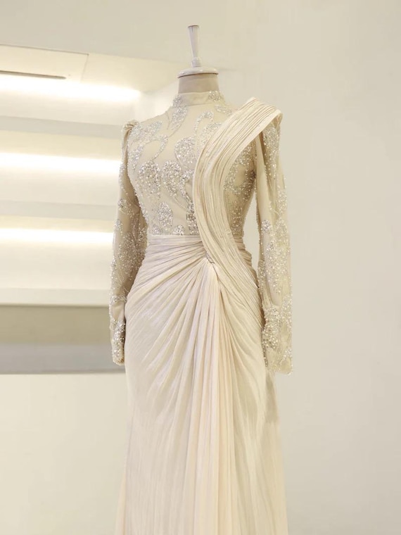 islamic formal dresses Modest Evening Dress Hijab Evening Dress Dress Elegant Modest Evening Dress Hijab- Friendly-Dubai Style Long Sleeve Nikkah Gown homecoming dress short