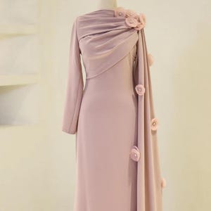 Elegant Modest Evening Dress  Evening Dress Hijab Evening Dress Islamic Dress Hijab-Friendly-Dubai Style Long Sleeve Nikkah Gown
