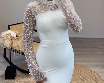 Lara Eve Beaded Cape Sleeve Wedding Dress - Etsy