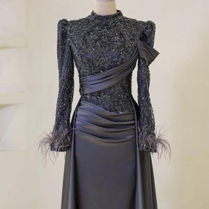 Modest Evening Dress Hijab Evening Dress Islamic Dress Elegant Modest Evening Dress Hijab-Friendly-Dubai Style Long Sleeve Nikkah Gown