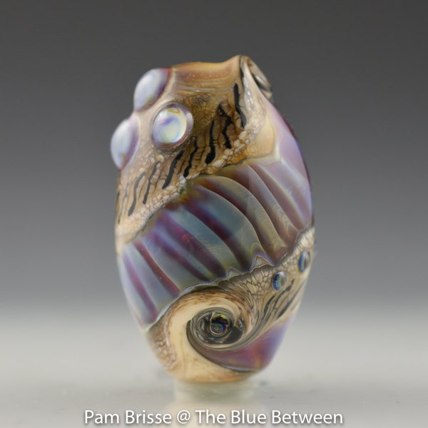 Kalypso Totem Lampwork Bead Focal in Jewel Blue, Pink and Ivory