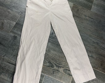 Vintage Y2k Khaki And White Seersucker Stripe Calvin Klein Size 4