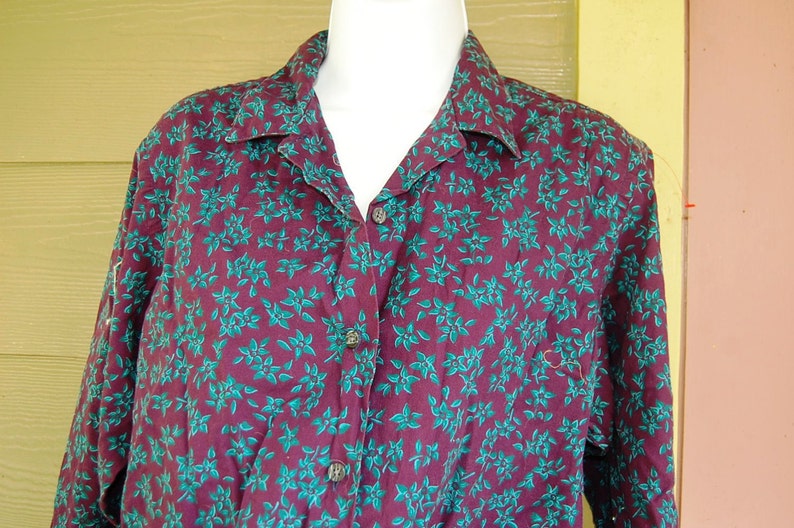 Vintage L.L. Bean Purple Floral Ditsy Print Blouse Shirt Top | Etsy