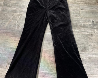 Vintage 90s Y2k Black Velvet Mid Rise Nam. Hi. Golf Wear Bootcut Flare Pants