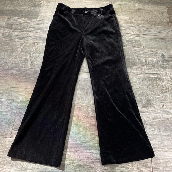 Vintage 90s Y2k Black Velvet Mid Rise 