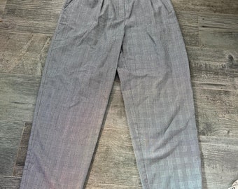 vintage années 80 Noir et Blanc Vitre Vitre Houndstooth Micro Check Plaid Ultra Taille Haute Plissé Pantalon Baggy Pantalon Pantalon