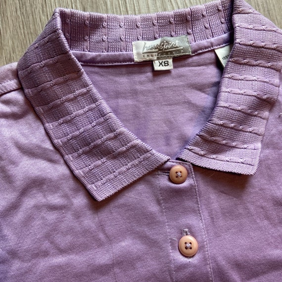 Vintage 80s Preppy Purple Collared Polo Knit Top … - image 2