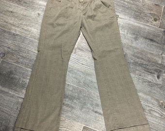 Vintage 90s Y2K  olive khaki plaid flare pants Size 11/12