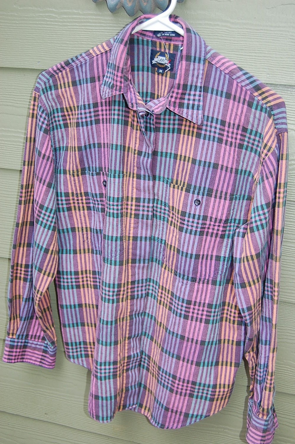 Vintage 80s Lee Jeans Pastel Plaid Long Sleeve Womens Button | Etsy