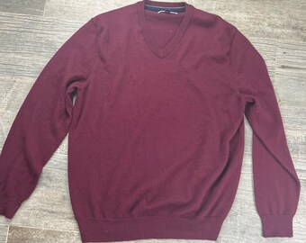 Dark Burgundy V-neck Sweater By Club Room