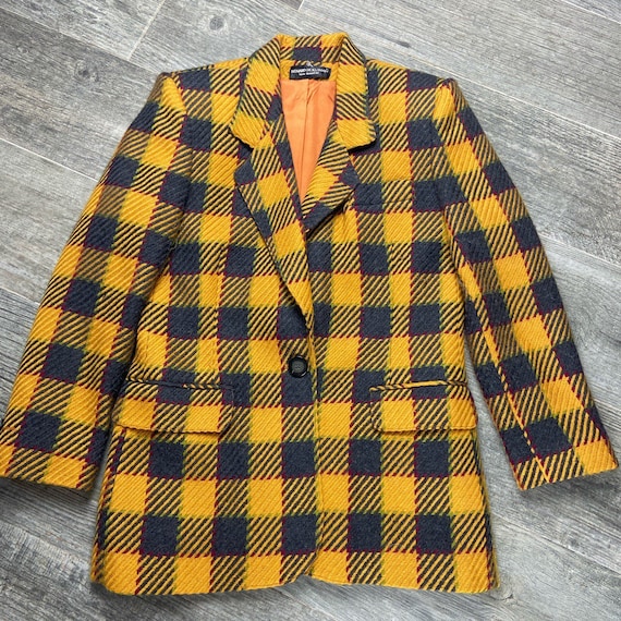 Vintage 80s 90s oversized yellow plaid boyfriend b