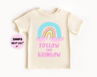 Follow The Rainbow Girly  Toddler Tee, Follow The Rainbow Baby Onesie, Toddler Girl Gift, Cute Baby Girl Gift