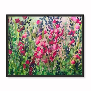 Hollyhocks Watercolor Unframed Art Print