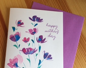 Floral Watercolor Mother's Day Card - Watercolor Flower Mother's Day Card - Floral Mother's Day Card - Botanical Watercolor Greeting Card