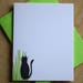 Hand Printed Black Cat Stationery | Cat and Grass Flat Note Cards | Cat ...
