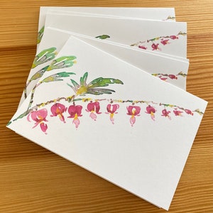 Bleeding Heart Blank Note Cards | Boxed Blank Botanical Note Cards | Watercolor Floral Note Cards | Box of 8