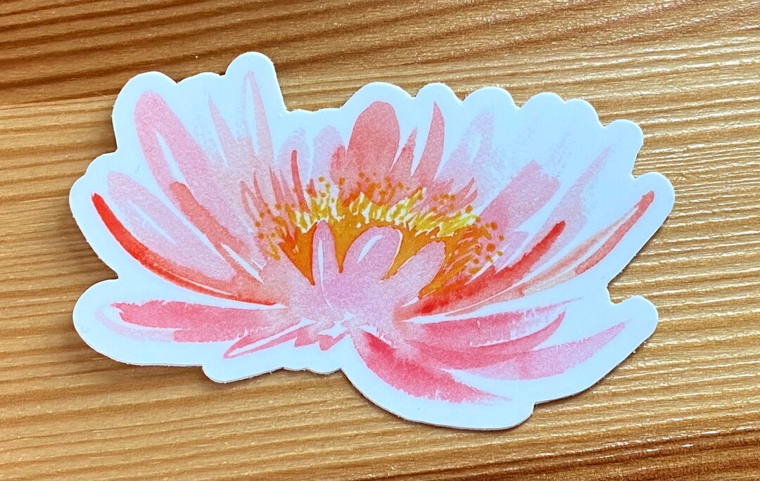 Lily Sticker Watercolor Water Lily Sticker: Pink Floral Garden Decal - Etsy