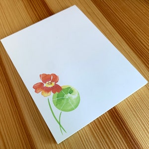 Watercolor Nasturtium Floral Notepad: Handmade Botanical Stationery (4x5, 40 Sheet)