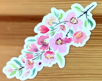 Pink Cherry Blossom Vinyl Sticker - Watercolor Flower Decal Sticker - Die Cut Durable Weatherproof Laptop Cell Phone Water Bottle Sticker