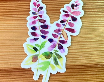 Purple Salvia Floral Vinyl Sticker - Watercolor Flower Decal Sticker - Die Cut Durable Weatherproof Laptop Cell Phone Water Bottle Sticker