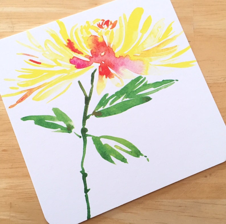 8 Watercolor Floral Coasters Fuji Chrysanthemum Thick Paper - Etsy