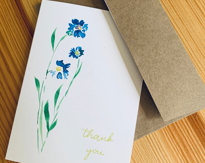Pincushion Flower Thank You Note Cards | Watercolor Flowers Thank You ...