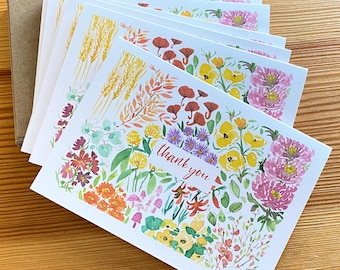 Anemone Thank You Note Cards - Watercolor Floral Boxed Thank You Cards ...