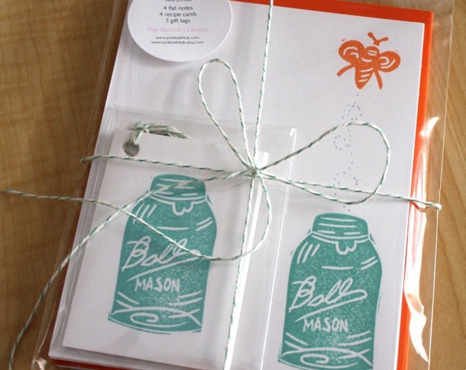 Mason Jar Gift Pack Handmade Stationery, Recipe Cards and Tags Etsy