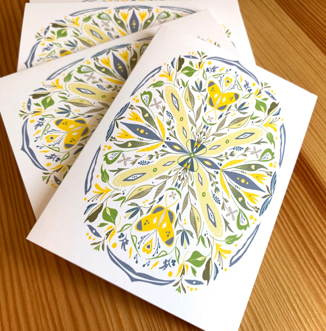 Digital Floral Folk Art Cards Boxed Blank Note Cards Boise Etsy