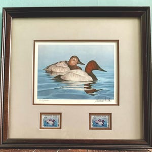 Signed & Numbered 1984 Federal Duck Stamp Print: Canvasback Ducks by Thomas Hirata