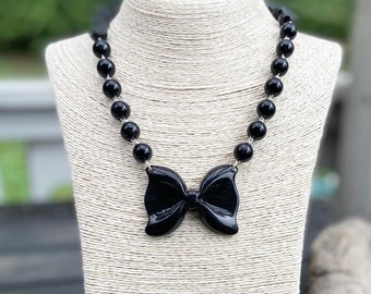 FHS Large Black Bow Necklace