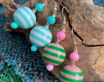 FHS Chunky Stripy Bead Earrings