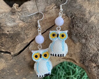 FHS *White owl* earrings OOAK