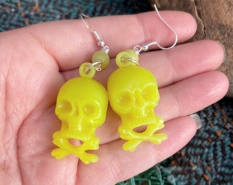 FHS Skull Earrings in Neon Yellow