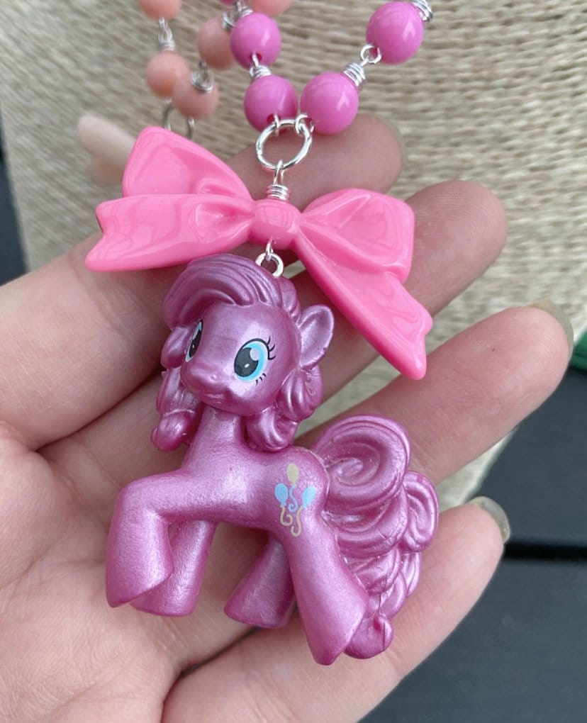 Upcycled Pinkie Pie Necklace: My Little Pony Beaded Charm - Etsy