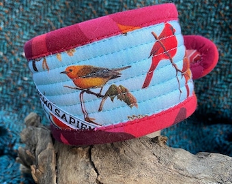 FHS 26cm - 30cm x 6cm Vegan Hound Collar *Songbirds*