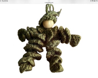 PDF pattern KNITTED wriggley worm soldier keyring/phone charm
